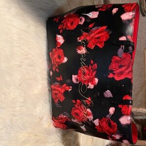 Victoria's Secret Black and Red Floral Tote
